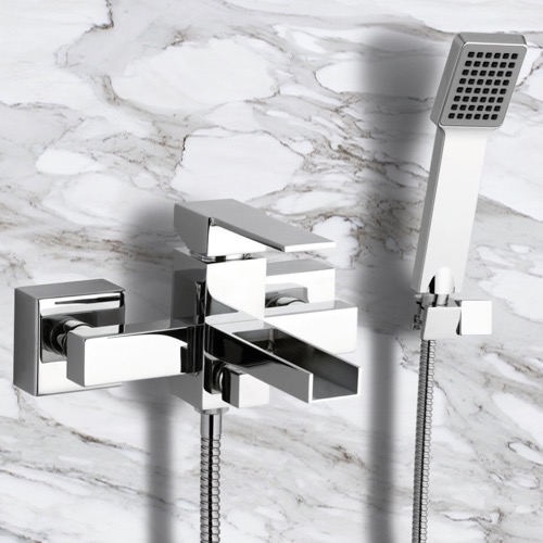 Single Lever External Bath Shower Mixer with Waterfall Spout and Hand Shower Remer QC02US